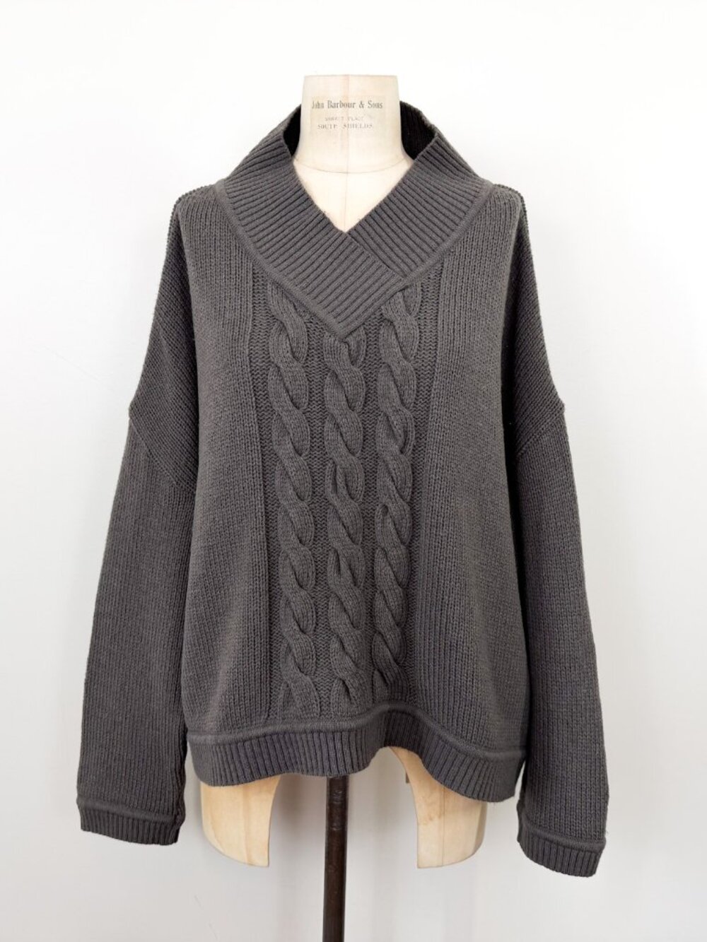 Ivan Grundahl Chunky Wool Blend Gray Boxy Wide Cut Pullover Sweater - Size Large